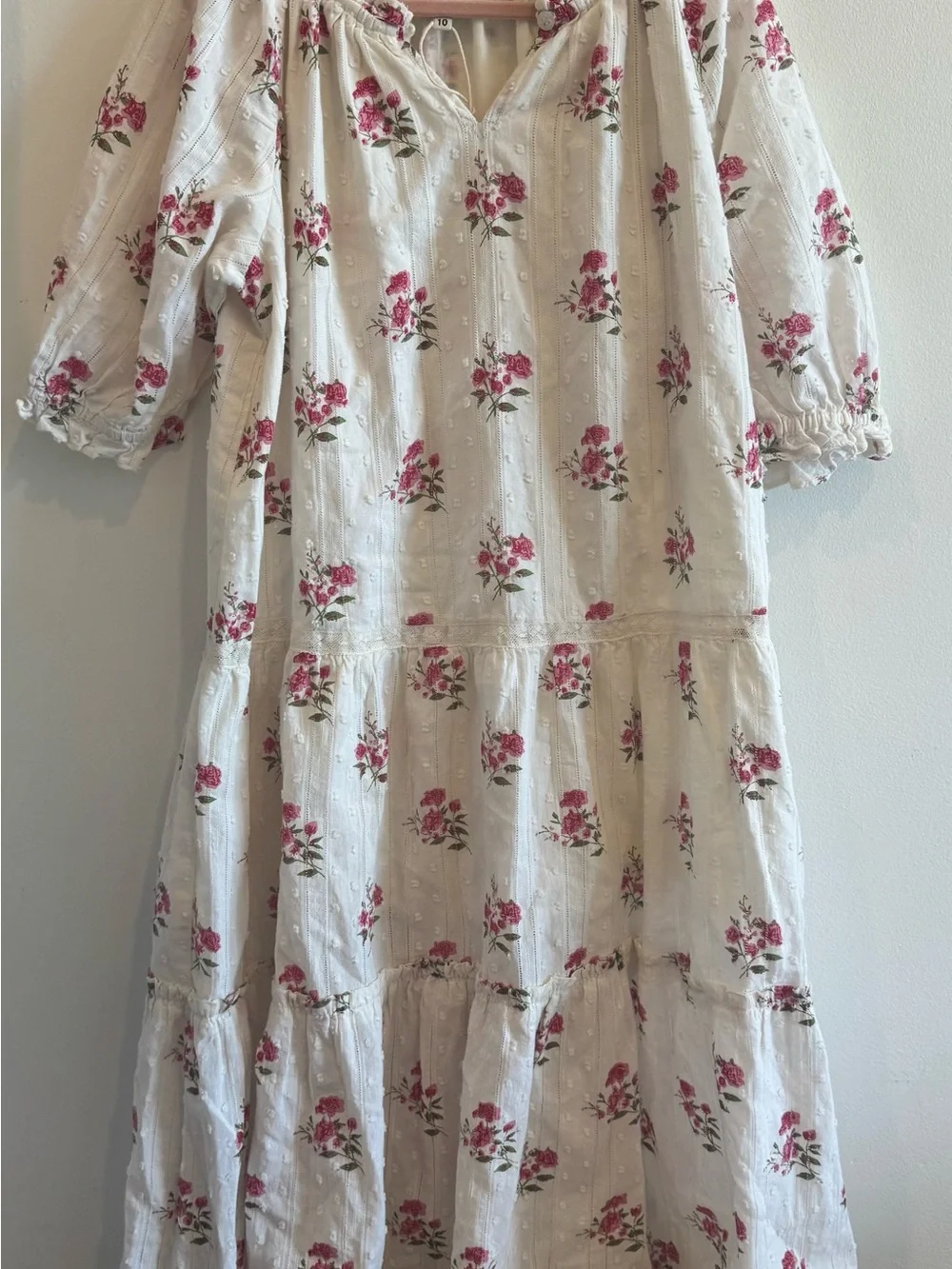 Bonton White Dress with Pink Floral Print - Picture 1 of 5
